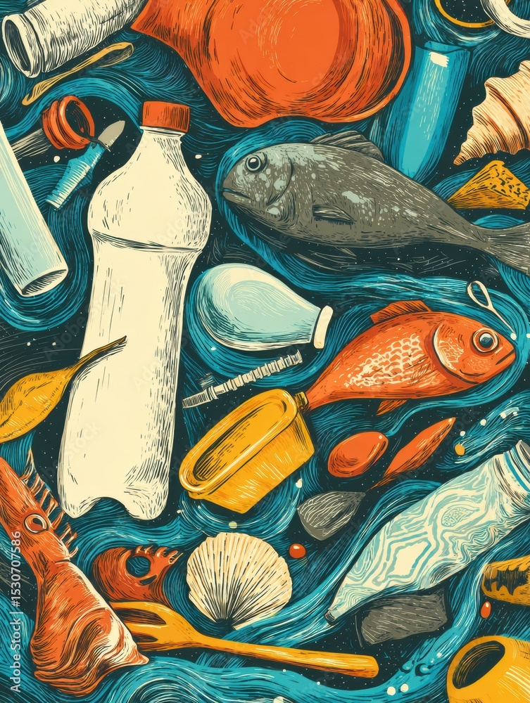 Poster infographic on top microplastic sources and practical tips for reducing plastic waste in daily life