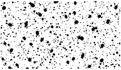 Messy ink sprinkle seamless backdrop, black paint spray pattern on transparent background, spatter texture, grunge vector illustration, artistic dribble abstract style.