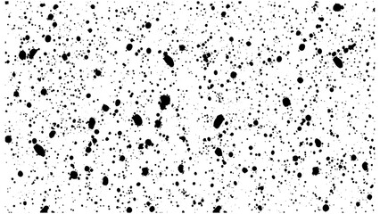 Vector illustration of monochromatic ink spray splatter, grunge paint sprinkle spatter, abstract seamless pattern, messy artistic background, black watercolor texture.