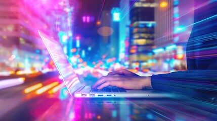 Colorful Tech Empowerment: Business Person with AI Agent"