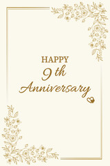 Elegant Floral Happy 9th Anniversary Card