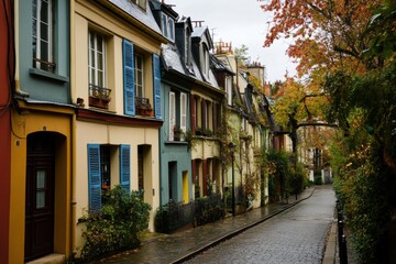 Houses and buildings on a city street