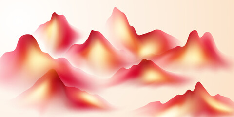 Modern design vector illustration of beautiful Chinese ink landscape painting.