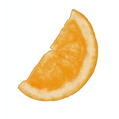 A digital hand-drawn illustration of an orange slice with vibrant color and soft texture. The fruit is isolated on a white background, ideal for food, health, or tropical-themed design projects.