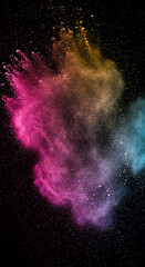 Naklejka premium Colorful cosmic dust explosion on black background