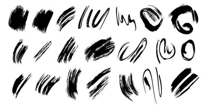 Vector illustration swish swoosh lines set, isolated wavy handwritten signature samples, marker brushpen strokes, rough ink brushstrokes, doodle graffiti spirals, abstract design.