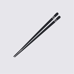 Flat Design Illustration of Wooden Chopsticks with Decorative Bands

