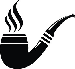 Smoking Pipe with Smoke - Classic Tobacco Accessory Icon

