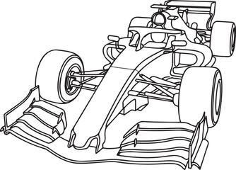 Formula racing car Outline vector illustration isolated On Transparent Background