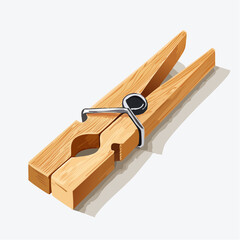 A detailed illustration of a wooden clothespin, shown with a metal spring.