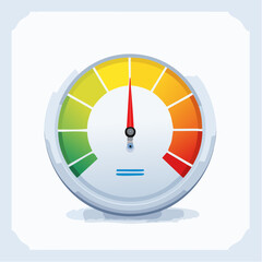 Color-Coded Speedometer Gauge Indicator with Needle Pointing to Medium Level

