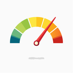 Color-Coded Speedometer Gauge Indicator with Needle Pointing to Medium Level

