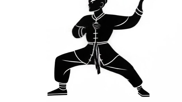 Black And White Stick Figure Martial Arts Animation