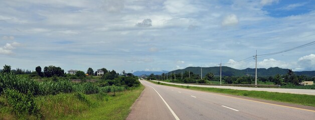 panorama landscape of road in the countryside