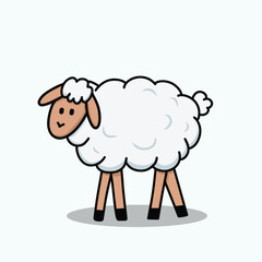 Cute White Sheep Cartoon Illustration