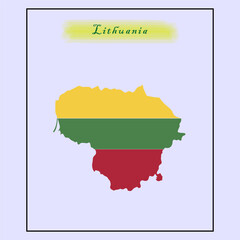 Obraz premium Lithuania country map calor flag