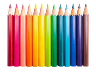 Color pencils isolated on transparent background.