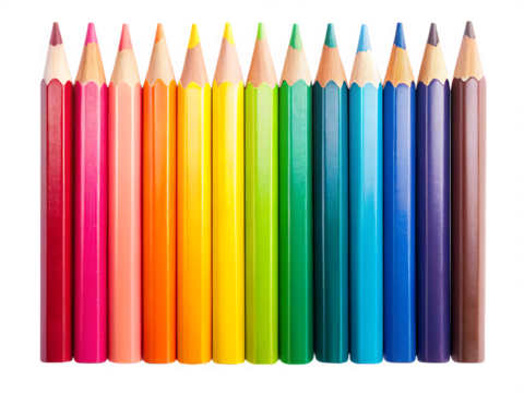 Color pencils isolated on transparent background.