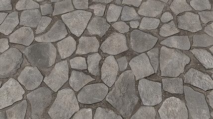 Obraz premium A high-resolution seamless gray cobblestone wall or road texture, designed with grungy stone patterns and natural variations. The repeatable design is perfect for creating realistic 3D renderings