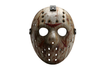 Bloody hockey mask, worn and stained