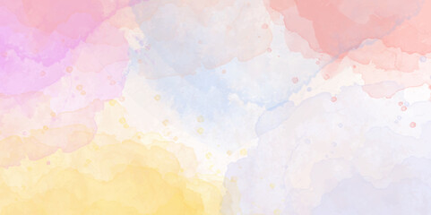 Colorful abstract watercolor background digital art .overlay featuring soft pastel hues of blue, pink, yellow mimicking a watercolor painting suitable for a variety	