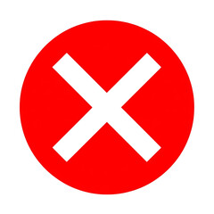 Obraz premium Red circle with white x cross mark isolated on transparent background