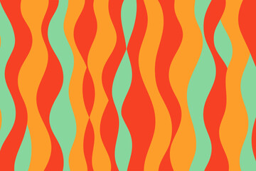 Seamless Wavy Stripe Pattern – Retro Orange and Green Abstract Background