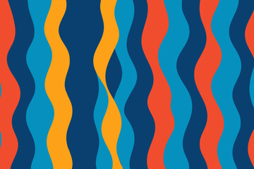 Seamless Wavy Stripe Pattern – Retro Orange and Green Abstract Background