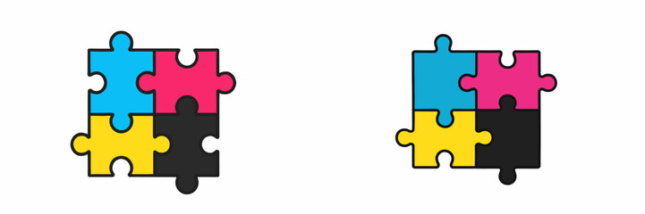 Creative puzzle pieces combined in vibrant colors form an engaging and playful design suitable for various applications