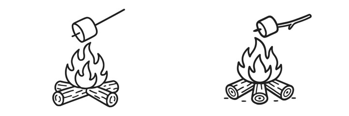 Campfire marshmallow roasting at a cozy outdoor gathering during a clear night sky in autumn