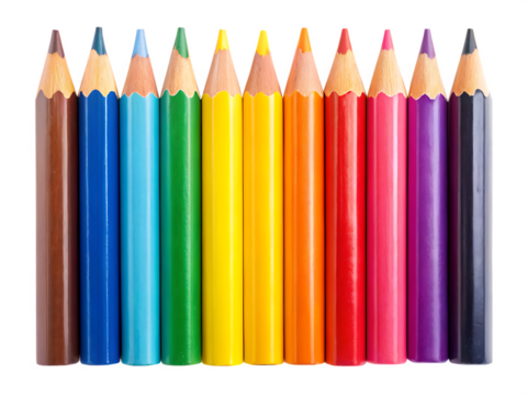 Color pencils isolated on transparent background.