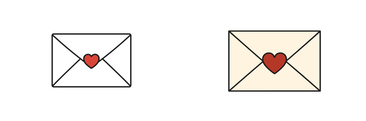 Heart symbol envelopes represent love and communication for special occasions in a minimalist style