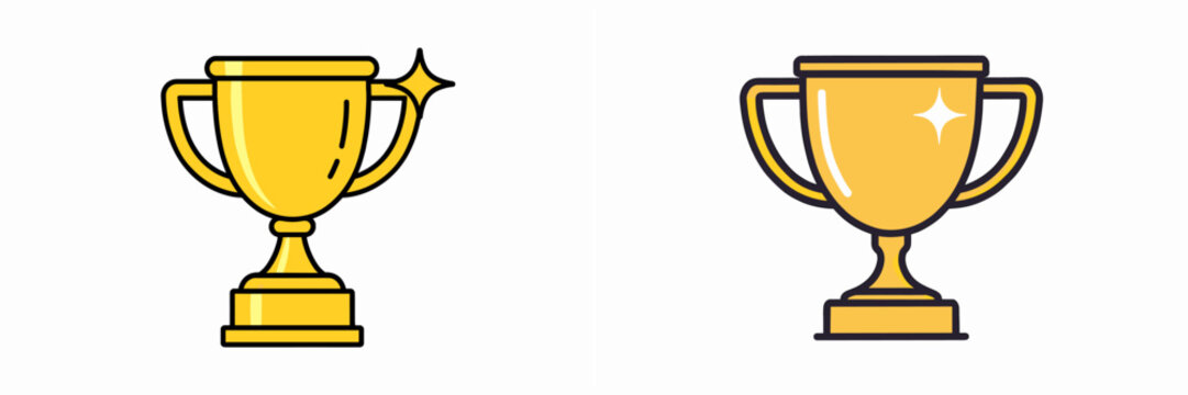 Award trophies representing achievement and success in various competitions and events in a minimalist design