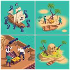 Pirate Isometric Video Game Square Card Collection