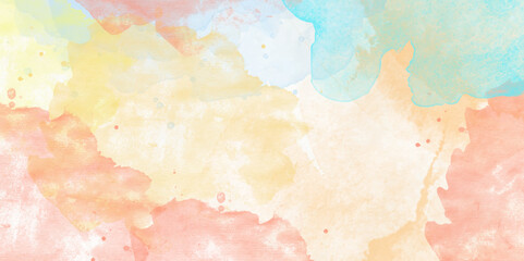 Colorful abstract watercolor background digital art .overlay featuring soft pastel hues of blue, pink, yellow mimicking a watercolor painting suitable for a variety	