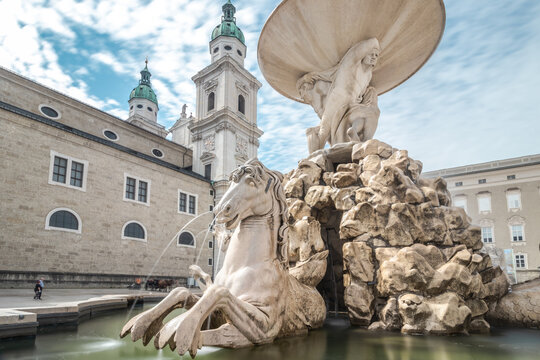 Salzburg Fountain with Horse and Figures