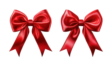 Elegant red bow with crossed ribbons in decorative style perfect for gift wrapping and festive design isolated on white background