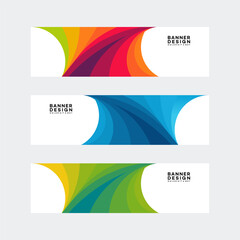 Naklejka premium Three colorful banner designs with abstract shapes.