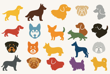 Diverse Dog Breed Icon Design Pack