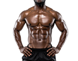 Close up of perfect athlete body Isolated on Transparent or White Background