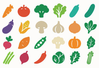 Fresh Vegetable Icon Assortment