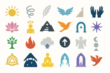 Spiritual Symbol Icons Meditation Mindfulness Energy Yoga Mystic Signs Art