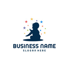 Silhouette of a child with colorful stars.