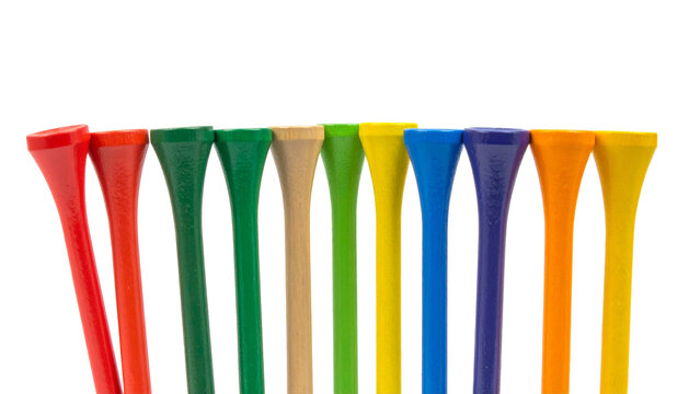 Golf Tees Isolated on Transparent or White Background
