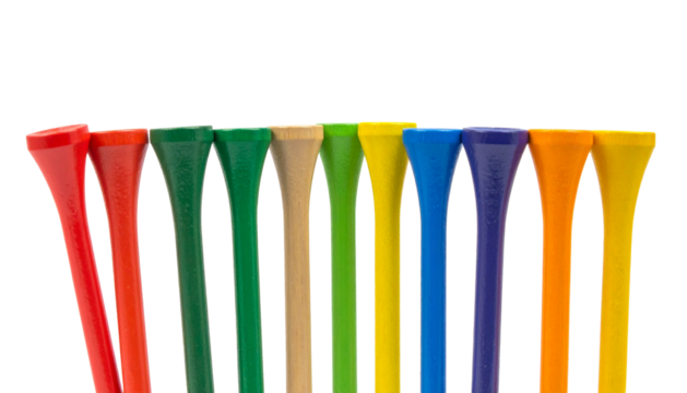 Golf Tees Isolated on Transparent or White Background