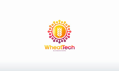 Colorful  design featuring a wheat symbol and a connected network pattern.