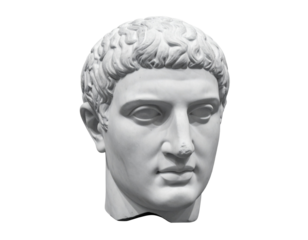 Marble head of an ancient roman man Isolated on Transparent or White Background