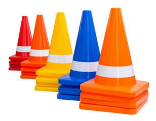 plastic cones for sports training Isolated on Transparent or White Background