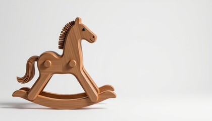 high resolution photo of recycled wood rocking horse toy, sharp focus, pure white background, sustainable design   negative fastnegativev2, bad hands 5, simple background, plain background, cgi
