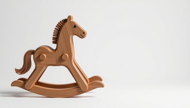 high resolution photo of recycled wood rocking horse toy, sharp focus, pure white background, sustainable design   negative fastnegativev2, bad hands 5, simple background, plain background, cgi